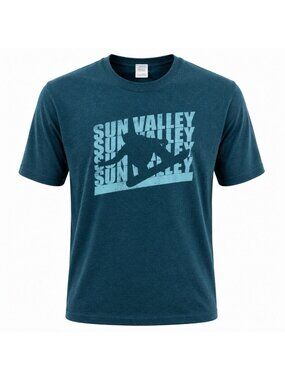 Sun Valley Snowboard Graphic T-Shirt Men’s Blue Gildan Heavy Cotton Size L